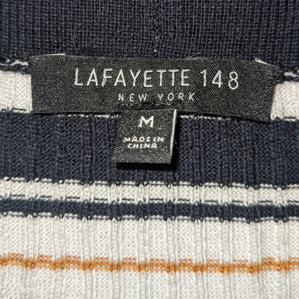Lafayette 148 Striped Silk Blend Top Size Medium - Picture 5 of 8